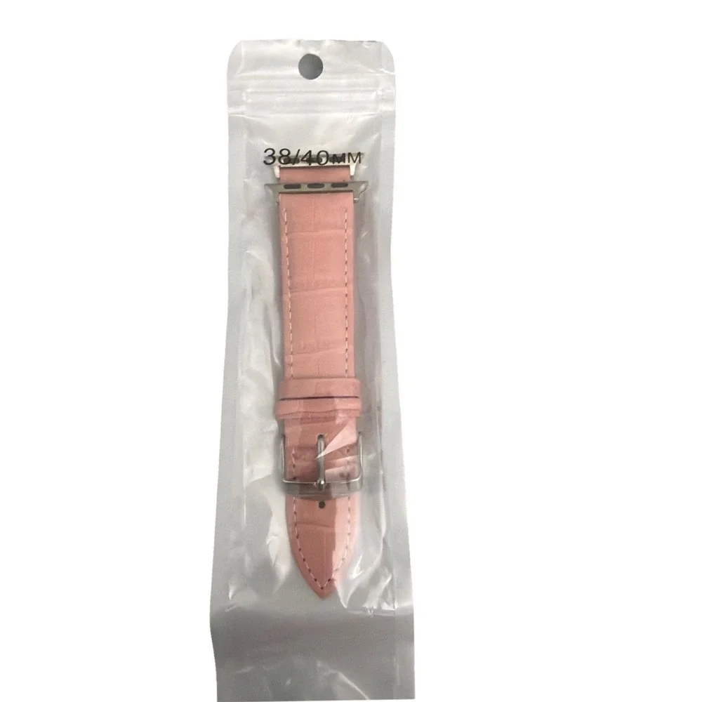 unbranded Unisex's Genuine Leather  Smartwatch Watch Band Pink Size 38-40 MM New